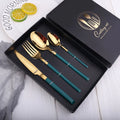 Green Knife Fork Spoon Silverware Flatware Gold Cutlery Stainless Steel Set Knife Fork Spoon Green Gold Silverware Flatware