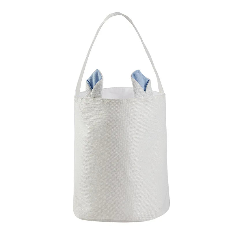 Diy Photo Print Heat Transfer Cotton Linen Bunny Rabbit Ear Tote Gift Bag Easter Bucket Sublimation Blank Easter Basket