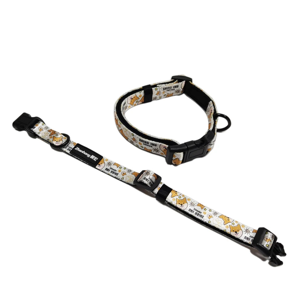 Factory Price Custom Logo Padded Pet Dog Collar Durable Neoprene Base Adjustable Polyester Classic Style Ribbon Decorations for