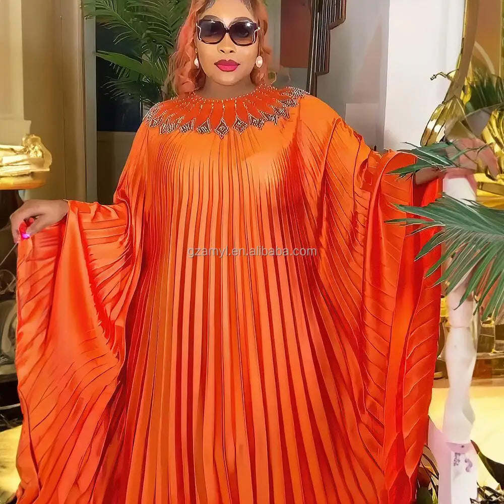 Cheap Boubou Women Fashion African Straight Dress Pleated With Rayon Dress Designs Fat Ladies Rhinestone Clothing Boubou Dress