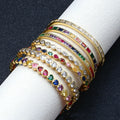 Hip-hop Female Zircon Bracelet Jewelry 18K Gold Plated Women Bangles Bracelet Brass  Rainbow Color Zircon Bracelet Diamond