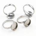 10pcs/Lot 12mm No Fade Stainless Steel Adjustable Ring Settings Blank BaseFit 12mm Glass CabochonsButtons Ring Bezels Trays