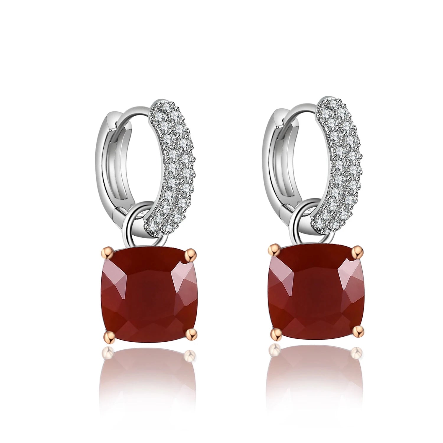 C8346 Abiding Fine Jewelry 3 Years Plating Lasting Colourful Gemstone Red Agate 925 Sterling Silver Tarnish Resistant Earrings