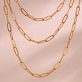 Guarantee Dreamshow Tarnish Free Jewelry Paper Clip Chain Necklace PVD Gold Plated Stainless Steel Necklace Jewelry Accessories