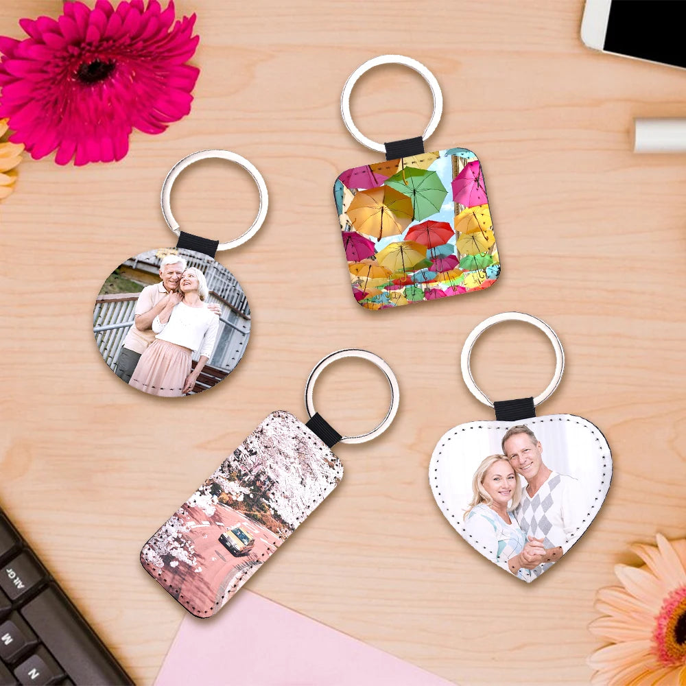 Low MOQ 7-day Dispatch Promotion Gift/key Holder Single-Sided Printing Sublimation PU Leather Keychain