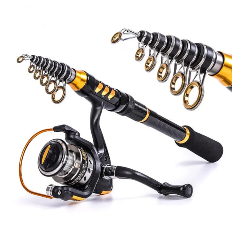 Topline Fishing Rod Carbon Fiber 1.5-2.4m Sea River Fishing Telescopic Spinning Ring Rod