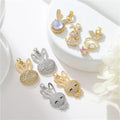 Wholesale Brass 14K Gold Plate CZ Charms Rabbit Pendant Micro Inlaid Zirconia Jewelry Accessories for Jewelry Making