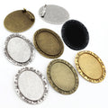 30x40mm Inner Size Vintage Floral Brooch Blanks Oval Cabochon Base Bezel Trays DIY Jewelry Supplies Findings