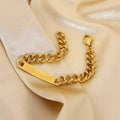 Classical Surface Blank Bar Bangle Gold Plated Stainless Steel Miami Cuban Chain Bracelet