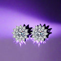 Dazzling Cubic Zirconia Sunflower Shape Earrings S925 Sterling Silver 8mm Stud Earrings for Women Jewelry Daily Wear Jewelry