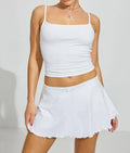 Ladies High Quality Short Sports High Waist Lined Ruffled Skirt