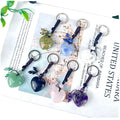 Wholesale Natural Crystal Heart Keychain Woven Keychain Pendant for Gift