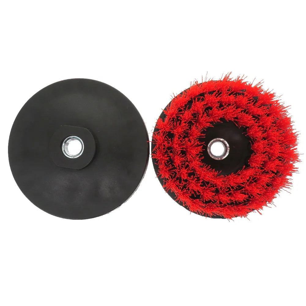 5Inch 125mm Red Hollow Rodless M14-2 Electric Cleaning Brushes Car Wash Brush Detailing Electric Brush for Bathroom Car Clean