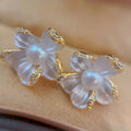 Brushed Pistil Stereo Earrings S925 Silver Needle Allergy Resistant Natural Fresh Water Pearl Earrings Women's Pearl Jewelry