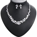 Weiman 3A Waterdrop Cubic Zirconia Necklace Earring Set Rhodium Silver Plated Brass Jewelry Bridal Engagement Wedding Party Prom