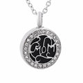 Cremation Jewel Crystal Mom Flower Ash Urn Memorial Vintage Necklace Keepsake Children's Princess Cut Stainless Steel Enamel