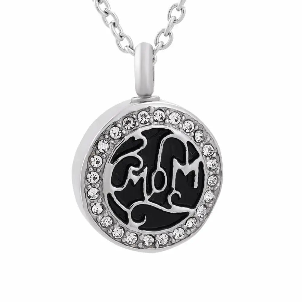 Cremation Jewel Crystal Mom Flower Ash Urn Memorial Vintage Necklace Keepsake Children's Princess Cut Stainless Steel Enamel