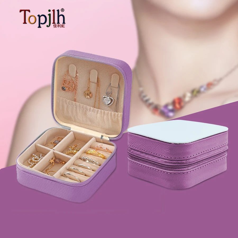 Topjlh Wholesale Sublimation Blank Square Jewelry Box PU Leather Case for Heat Transfer Printing Custom Storage
