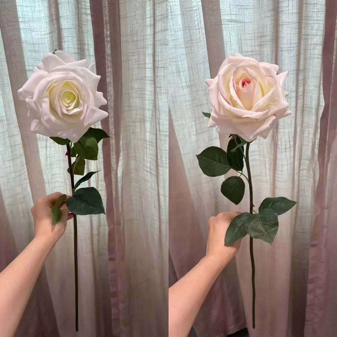 Single-Length 75cm Ins White PU Artificial Roses Real Touch Moisturized Wedding Decoration for Home Graduation/Easter Occasions