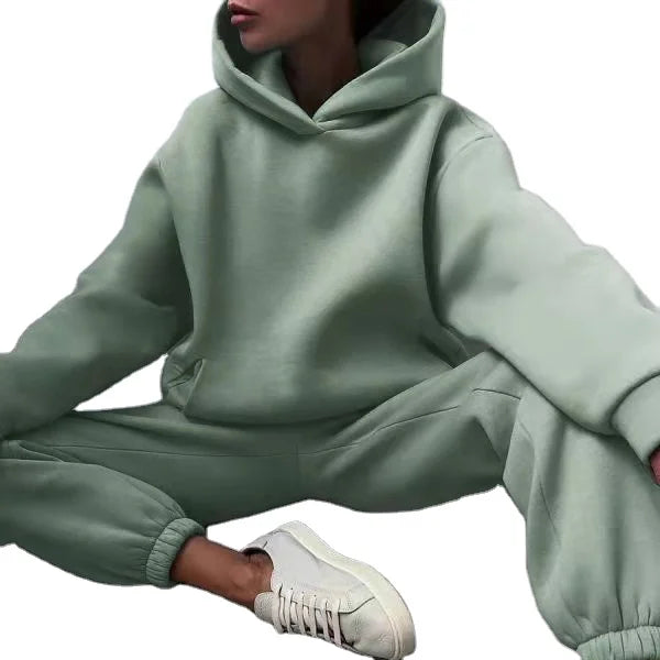 2024 Custom Logo Casual Women's Hooded Jogger Tracksuit Set Autumn Winter Letter Pattern Printed Sweatpants