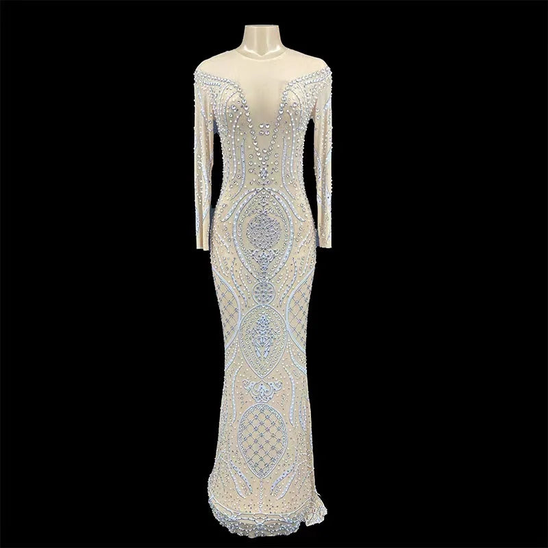 Luxury Stage Costume Party Cloth Rhinestone Dress 2022 the Latest Elegant Women's Dresses Party Dress Birthday Dance Cloth