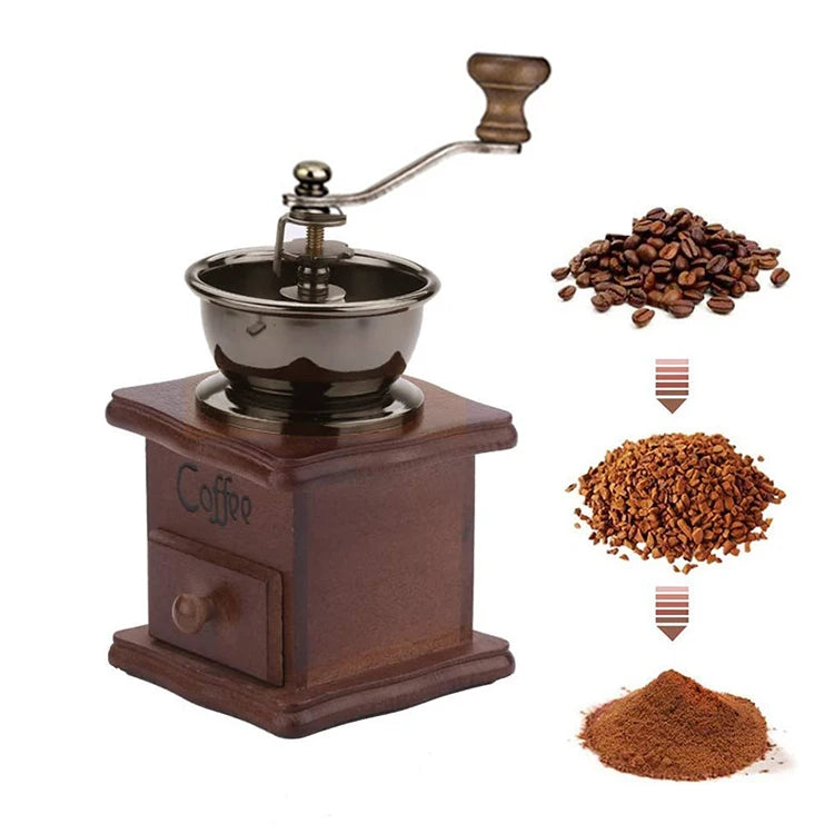 Winning 2025 Hot Selling Office Products Favors Party Gifts Wooden Manual Coffee Grinder Hand Stainless Steel Vintage