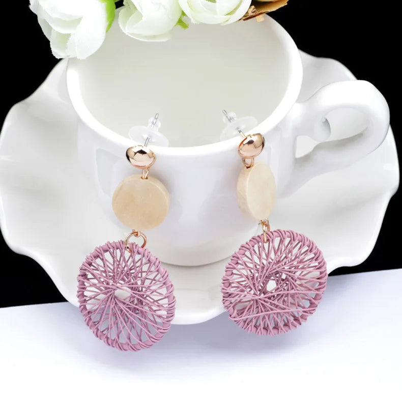 Geometric Alloy Polished Drop Earrings Charm  Boho Fashion Brushed Dangle Large Metal Statement Earring Round  Shape for Women