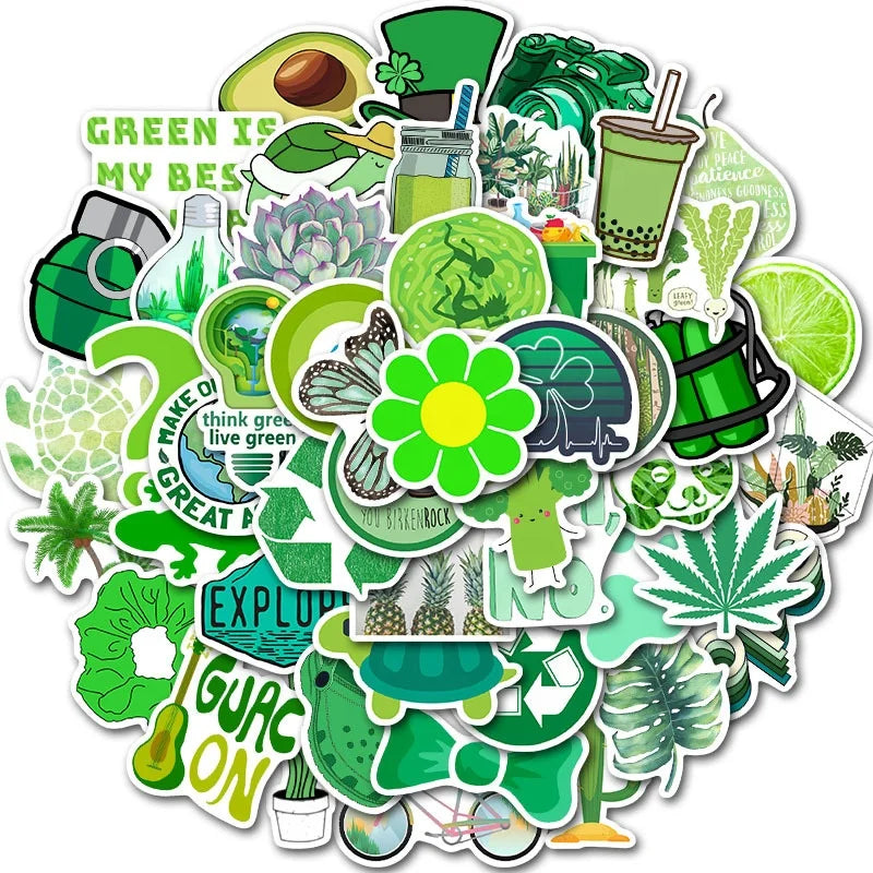 50Pcs New Green Fresh Girl INS VSCO Sticker Hot Sales Vinyl Pvc Label Skateboard Car Wall Custom Stickers