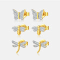 FUAMAY 18K Gold Plated Fashion 925 Small Stud Earrings Women Bee Butterfly Stud Earrings