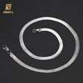 Hip Hop Silver Chain Herringbone Necklace Flat Stainless Steel Snake Chain Choker Necklace