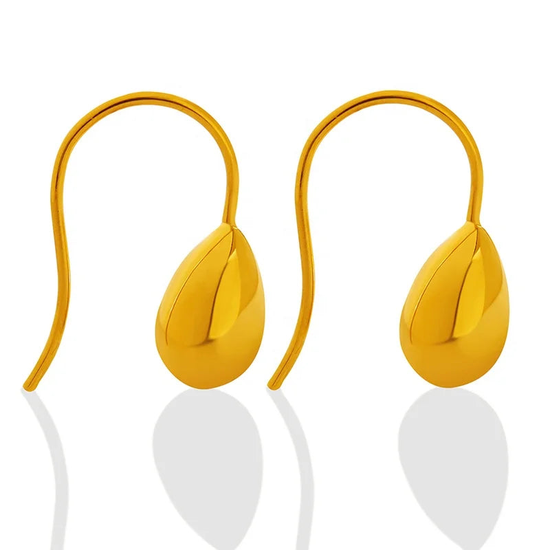 Personality  Water Drop Earrings Style Titanium Steel Gold-plated Niche Non-fading Ear Hooks for Women