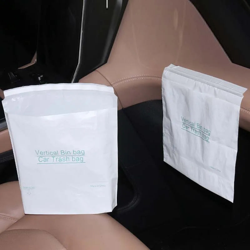 25*25CM Removable Travel Plastic HDPE Disposable Vertical Garbage Bag Car Trunk Storage Bag Car Trash Bag With Self Adhesive