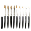 Custom logo USA Quality Professional Durable Black Metal Handle Crimped Pure Kolinsky Flat 3D Pincel Manicure Powder Nail Brush