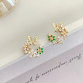 Fashion Custom Women Gold Plated Stud Earrings High Quality New Butterfly Flower Leaf Zircon Stud Earrings