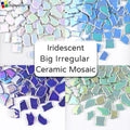 Modern Iridescent Big Irregular Ceramic Mosaic Tiles 2-4cm Size Customizable Color for DIY Home & Garden Decoration MegaBDM