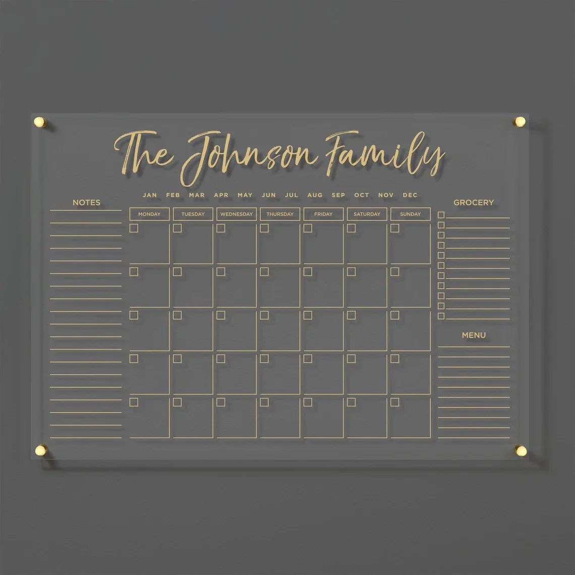 Clear Monthly and Weekly Wall Calendar 2022 Acrylic UV Printed Dry Erase Planner Board