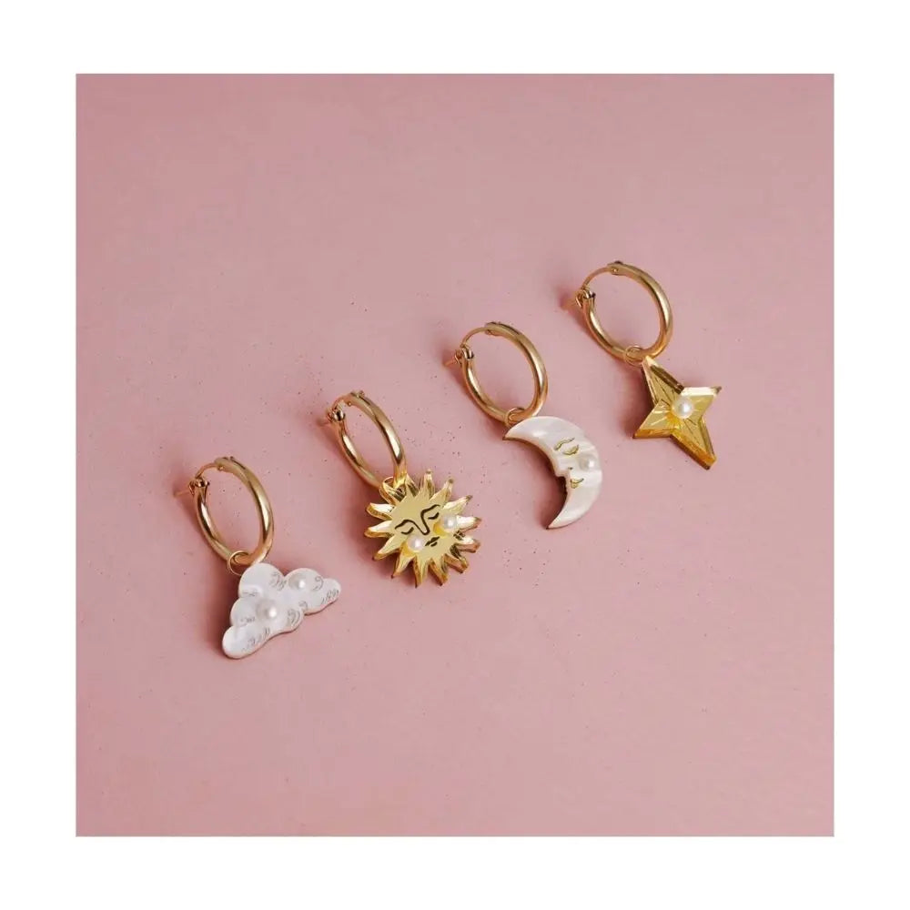 2015 Wholesale Sun Moon Earrings Premium Sense Ins Studs Niche Personality Earrings Stainless Steel Plated 18K Gold