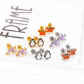 Women & Kids Trendy Romantic Stainless Steel 18K Gold Plated Geometric Cute Stud Earrings for Anniversary