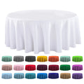 Customized 90-Inch White Round Tablecloth Washable Polyester Decorative Cover for Wedding Party Events