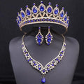 LUOXIN Baroque Bridal Wedding Crown 3 Pieces Tiara Earrings Necklace Crystal Crown Jewelry Set