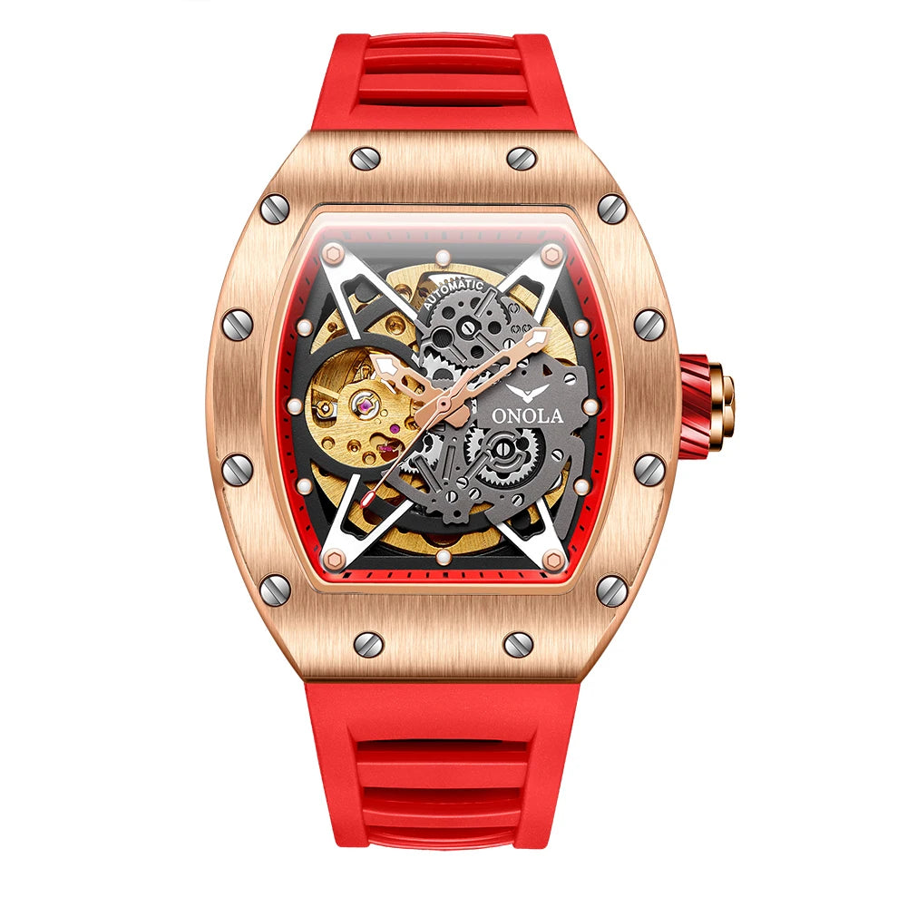ONOLA 3838  R Good Selling Mens Reloj Para Hombre Skeleton Mechanical Watches New Latest Man Watch Transparent Formal Watches
