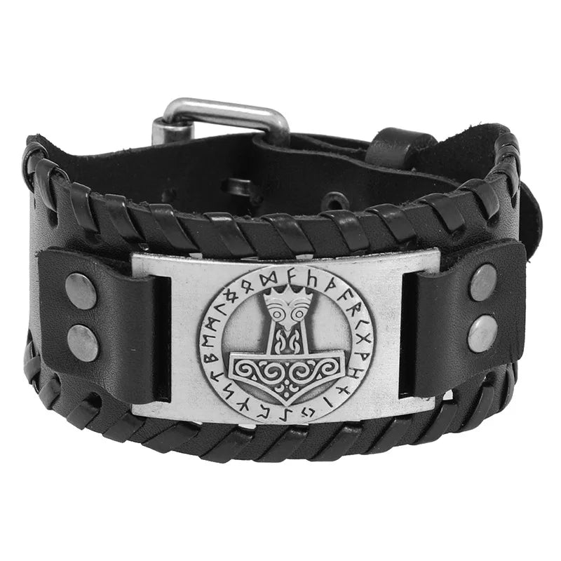New Arrival Viking Oath Bracelet Men Bracelet Genuine Leather Viking Knit Bracelet Men Jewelry