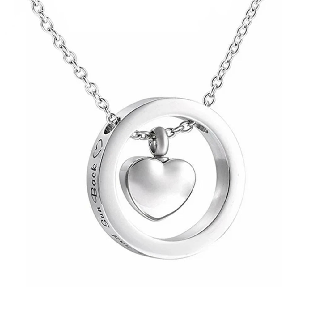Stainless Steel Children's Heart Ashes Urn Necklace Silver Plated Cremation Memorial Keepsake