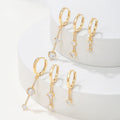 6Pcs Hot Selling New Design Geometric Tassel Earrings Set 18K Gold Plated Brass Fashion Jewelry Round Zircon Earrings for Women