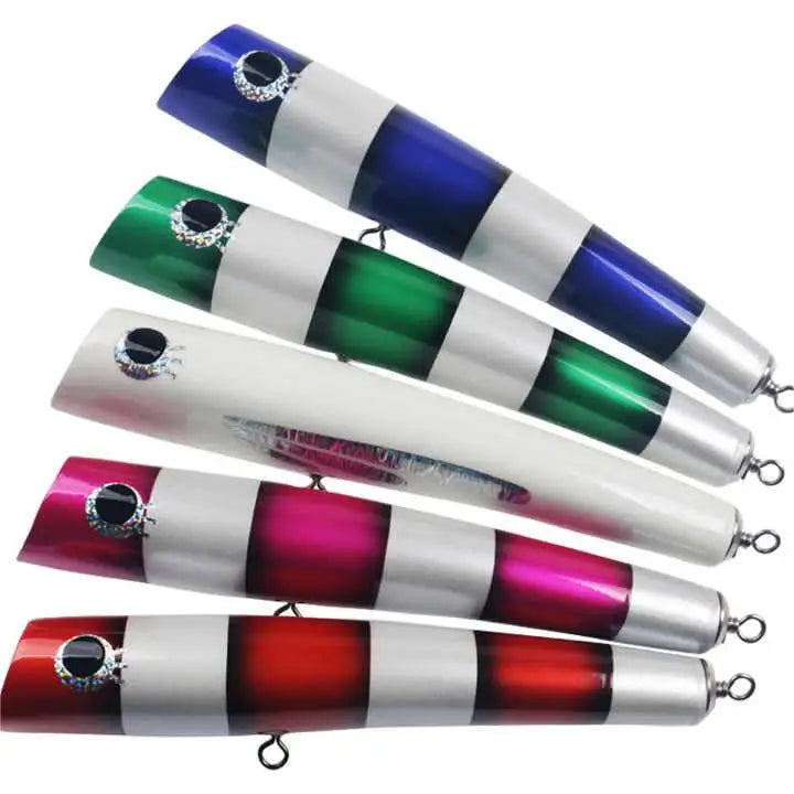 OEM Wooden Popper Trolling Lure 220mm 120g Floating Big Game Topwater Saltwater Boat Fishing for Tuna GT Fishing Tackle
