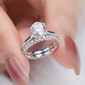 14k Solid Gold CVD Lab Diamond Band Women Engagement Lab Diamond Fine Jewelry Ring