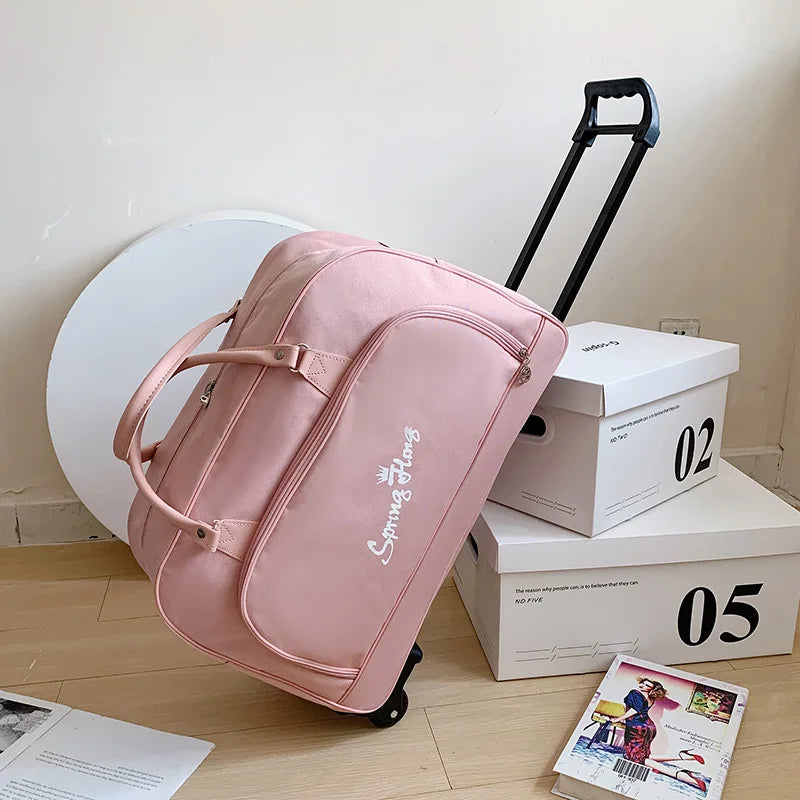 Small Quantity Custom Logo Hot Selling Unisex Travel Trolley Duffle Bags Large Capacity Waterproof Travel Handbag Foldable Board