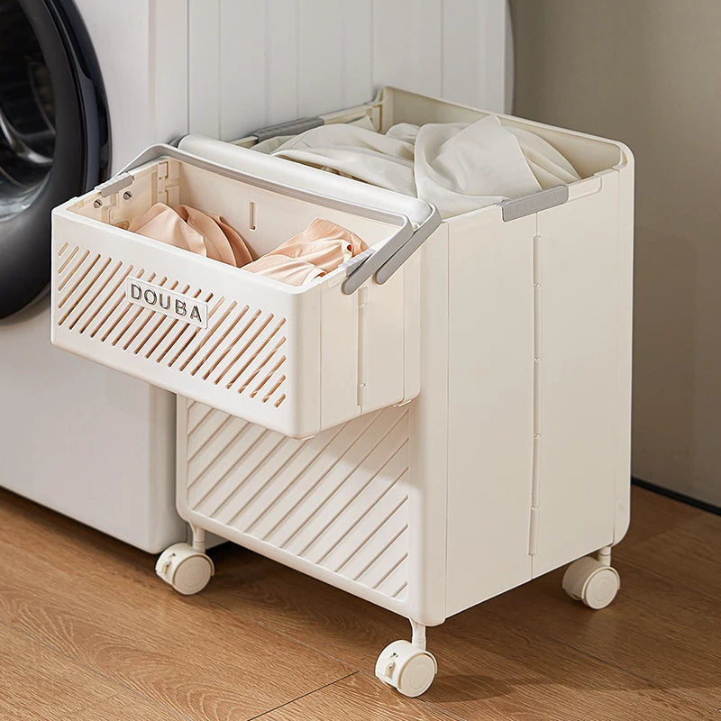2 Pack Foldable Space Saving PP Plastic Laundry Baskets Set for Large Clothes Towels Small Underwear & Socks Organization