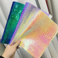 30cmx135cm Roll Holographic Snake Hairy Base Faux Leather Leatherette Fabric Synthetic Leather for Diy Making Bag Shoes Crafts