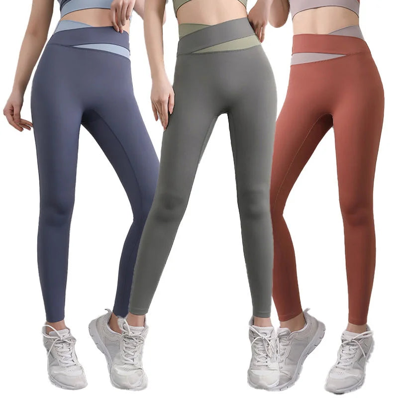 Women's High Waist Color Block Yoga Leggings Breathable Full Length Tummy Control Butt Lifting Heat-Transfer Printed Workout
